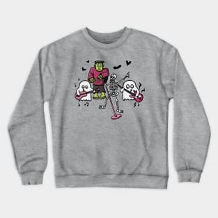 Halloween Band, Skeleton, Frankenstein, Ghosts, Music Cute Funny Digital Illustration Crewneck Sweatshirt